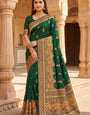 Exemplary Dark Green Pashmina Silk Saree With Mellifluous Blouse Piece
