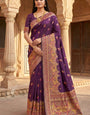 Adorable Purple Pashmina Silk Saree With Nemesis Blouse Piece
