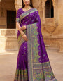 Unequalled Royal Purple Pashmina Silk Saree With Exceptional Blouse Piece