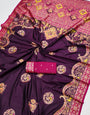 Unique Wine Pashmina Saree With Elegant Blouse Piece