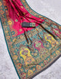 Imbrication Dark Pink Pashmina Saree With Propinquity Blouse Piece