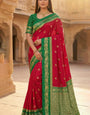 Fancifull Red Pure Zari Weaving Banarasi Silk Saree With Luxuriant Blouse Piece