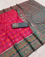 Conflate Dark Pink Pure Zari Weaving Banarasi Silk Saree With Evanescent Blouse Piece