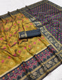 Scrupulous Mustard Pure Zari Weaving Banarasi Silk Saree With Sonorous Blouse Piece