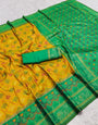 Elision Yellow Pure Zari Weaving Banarasi Silk Saree With Redolent Blouse Piece