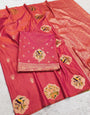 Capricious Pink Pure Zari Weaving Banarasi Silk Saree With Classy Blouse Piece