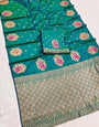 Precious Rama Pure Zari Weaving Banarasi Silk Saree With Marvellous Blouse Piece