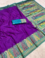 Radiant Purple Nylon Dola Pashmina Saree With Glowing Blouse Piece