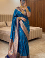 Designer Blue Paithani Silk Saree With Smashing Blouse Piece
