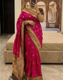 Incomparable Dark Pink Paithani Silk Saree With Ailurophile Blouse Piece