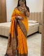 Arresting Orange Paithani Silk Saree With Assemblage Blouse Piece