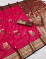 Preferable Dark Pink Paithani Silk Saree With Divine Blouse Piece