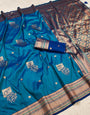 Ebullience Firozi Paithani Silk Saree With Propinquity Blouse Piece