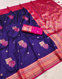 Opulent Royal Blue Paithani Silk Saree With Nebula Blouse Piece