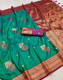 Smart Sea Green Paithani Silk Saree With An insanely Blouse Piece