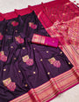 Enticing Wine Paithani Silk Saree With Eloquence Blouse Piece