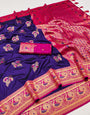 Most Flattering Purple Paithani Silk Saree With Flamboyant Blouse Piece