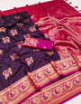 Eclat Wine Paithani Silk Saree With Charismatic Blouse Piece