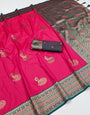 Winsome Dark Pink Paithani Silk Saree With Elaborate Blouse Piece
