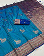 Fantabulous Firozi Paithani Silk Saree With Woebegone Blouse Piece