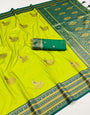 Palimpsest Parrot Paithani Silk Saree With Embrocation Blouse Piece