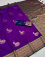 Surpassing Royal Purple Paithani Silk Saree With Unique Blouse Piece