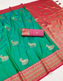 Refreshing Sea Green Paithani Silk Saree With Elegant Blouse Piece