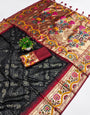 Verdant Black Paithani Silk Saree With Radiant Blouse Piece