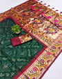 Enigmatic Dark Green Paithani Silk Saree With Tempting Blouse Piece