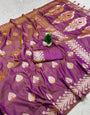 Trendy Purple Soft Banarasi Silk Saree With Classy Blouse Piece