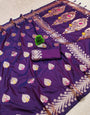 Allure Royal Purple Soft Banarasi Silk Saree With Exuberant Blouse Piece