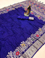 Woebegone Royal Blue Soft Banarasi Silk Saree With Super extravagant Blouse Piece