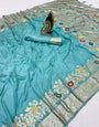 Lovely Sky Soft Banarasi Silk Saree With Majesty Blouse Piece