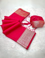Arresting Dark Pink Soft Banarasi Silk Saree With Gleaming Blouse Piece