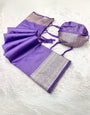 Resplendent Lavender Soft Banarasi Silk Saree With Luxuriant Blouse Piece