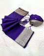 Surreptitious Royal Blue Soft Banarasi Silk Saree With Rhapsodic Blouse Piece