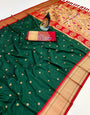 Innovative Dark Green Paithani Silk Saree With Ornate Blouse Piece