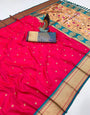 Blissful Dark Pink Paithani Silk Saree With Stunner Blouse Piece