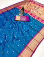 Bucolic Firozi Paithani Silk Saree With Super classy Blouse Piece
