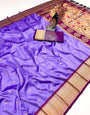 Vestigial Lavender Paithani Silk Saree With Eloquence Blouse Piece