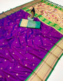 Wonderful Purple Paithani Silk Saree With Forbearance Blouse Piece