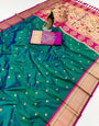 Cynosure Rama Paithani Silk Saree With Enchanting Blouse Piece
