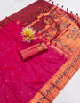 Majesty Dark Pink Paithani Silk Saree With Beauteous Blouse Piece