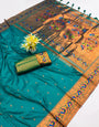 Tremendous Rama Paithani Silk Saree With Woebegone Blouse Piece