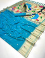 Comely Firozi Paithani Silk Saree With Bewitching Blouse Piece