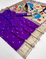 Beauteous Purple Paithani Silk Saree With Dulcet Blouse Piece