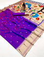 Desiring Royal Purple Paithani Silk Saree With Exquisite Blouse Piece