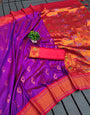 Propinquity Purple Paithani Silk Saree With Evocative Blouse Piece