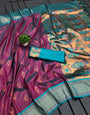 Profuse Wine Paithani Silk Saree With Aplomb Blouse Piece