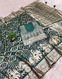 Chatoyant Dark Green Soft Banarasi Silk Saree With Flameboyant Blouse Piece